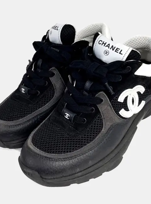 Chanel Canvas Leather Black sneakers 37.5