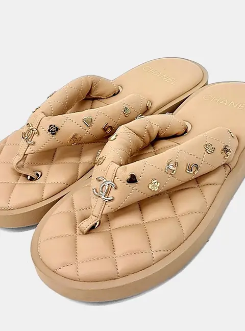 Chanel Padded Charms Thong Sandals