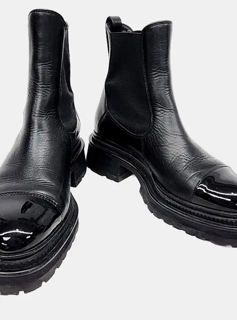 Chanel Black Leather Chelsea Boots