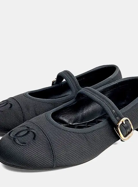 Chanel Mary Jane Black Flat Shoes EU 38.5