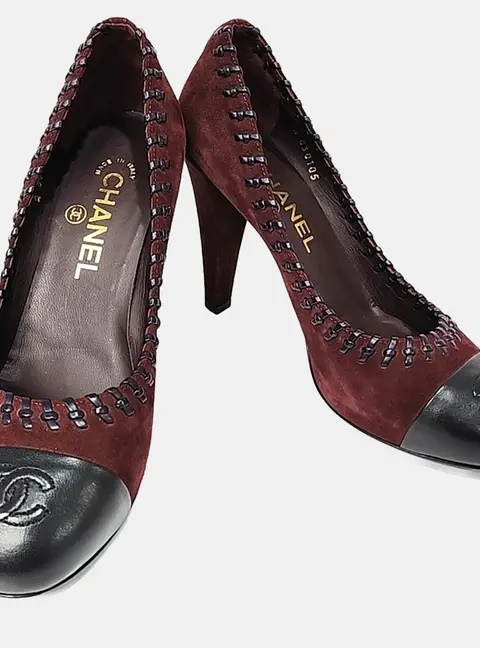 Chanel Black/Red Suede Leather Shoes EU 37.5