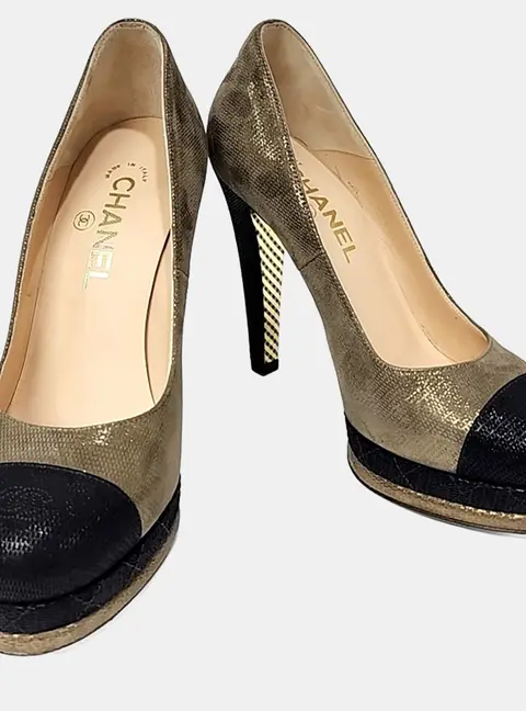 Chanel Black/Gold Suede Shoes EU 37.5
