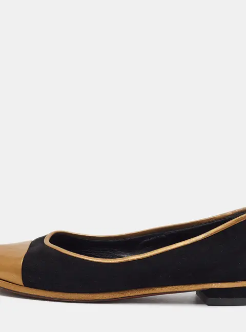 Chanel CC Size 39 Black Suede Cap Toe Ballet Flats