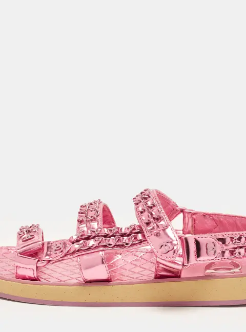 Chanel Dad Size 37 Pink Leather Slingback Sandals