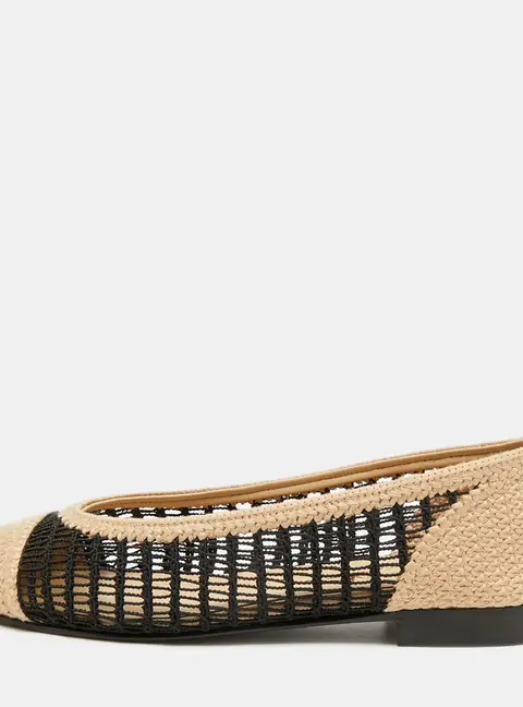 Chanel CC Size 37 Brown/Black Crochet and Mesh Ballet Flats