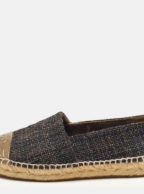 Chanel CC Size 36 Multicolor Leather and Tweed Espadrille Flats