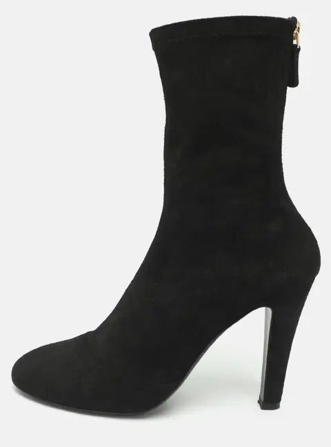 Chanel CC Size 40 Black Shearling Mid Calf Sock Boots