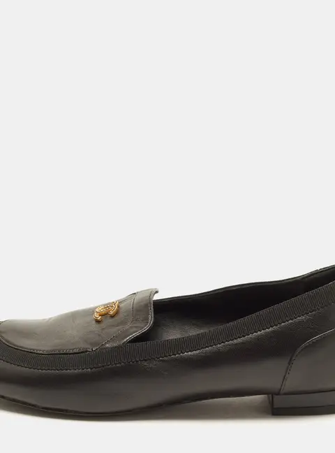 Chanel CC Turnlock Size 36.5 Black Leather Loafers