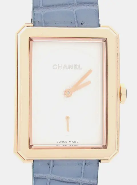 Chanel Boy -Friend H4315 Manual Winding Opaline White Dial 18k Beige Gold Women's Wristwatch 28.5mm