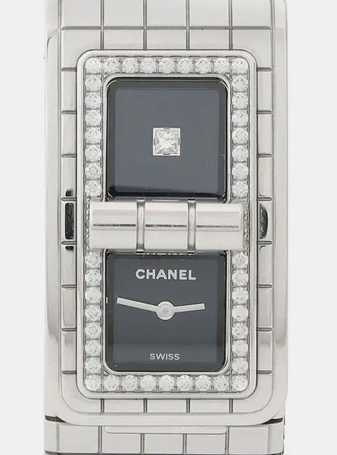 Chanel Code Coco H5145 Quartz Black Dial Stainless Steel Diamond Women's Wristwatch 21.5mm