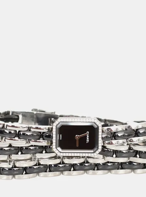 Chanel Premiere Mini Triple Bracelet Black Stainless Steel Diamond Quartz Women's Wristwatch 20x15mm