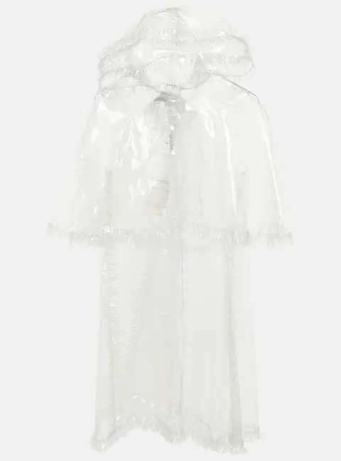 Chanel Transparent Synthetic Frilled Cape Raincoat S