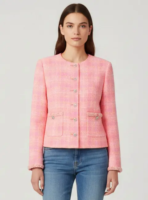 Chanel Pink Tweed Jacket M