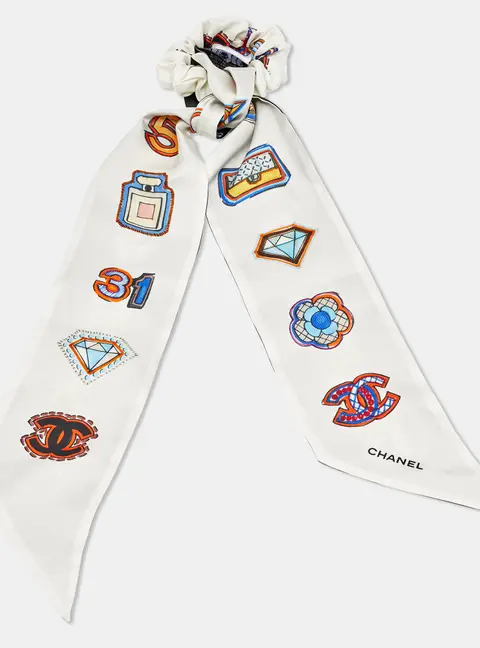 Chanel Multicolour Printed Silk Scrunchie