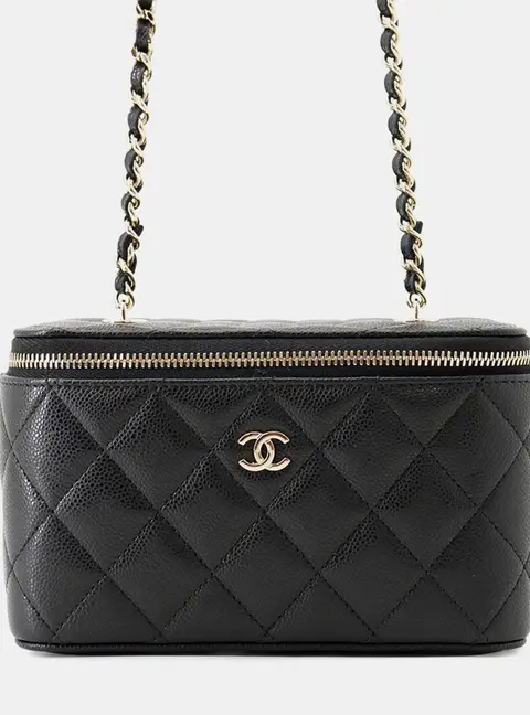 Chanel Vanity Chain shoulder Black Caviar Leather