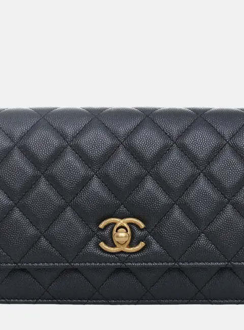 Chanel 23B Pearly Black Caviar Fit For You Wallet On Chain Bag