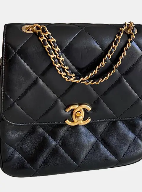 Chanel Trendy CC Mini Black Lambskin Leather Flap Bag