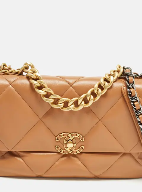 Chanel 19 Large Brown Quilted Leather Flap Bag