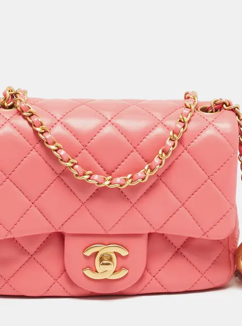 Chanel Pearl Crush Mini Pink Quilted Leather Flap Bag