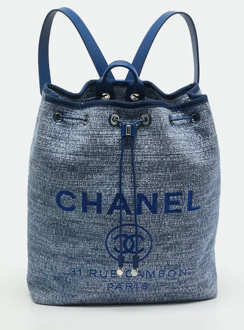 Chanel Deauville Blue Tweed Backpack
