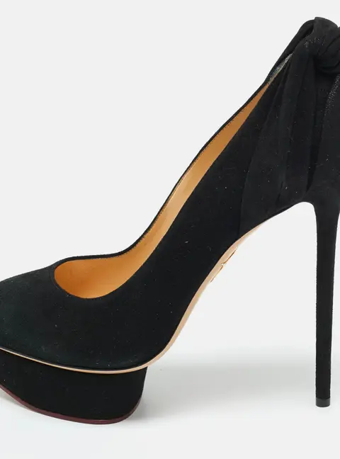 Charlotte Olympia Black Suede Eccentric Josephine Platform Pumps Size 41