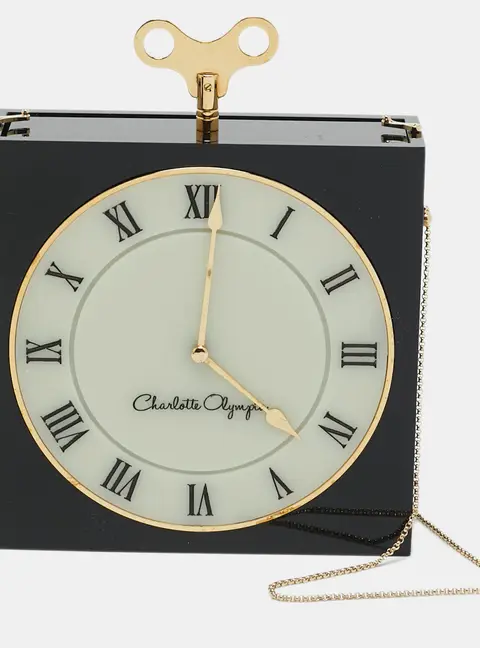 Charlotte Olympia Time Piece Black/White  Acrylic Perspex Chain Clutch