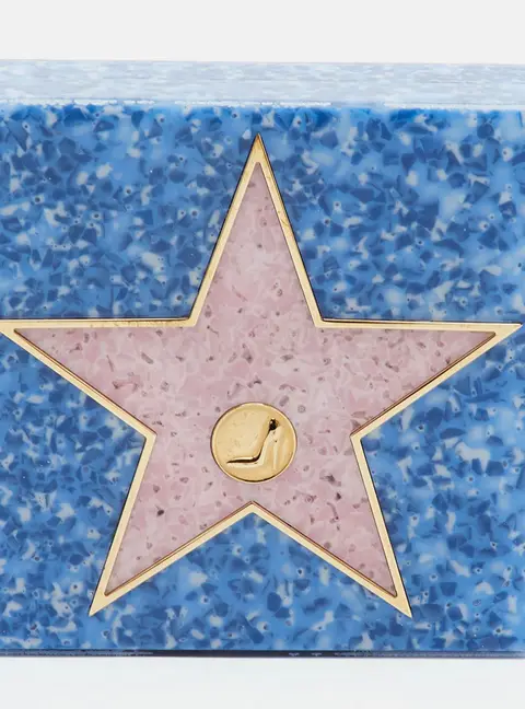 Charlotte Olympia Blue Acrylic Hollywood Walk of Fame Matchbox Clutch