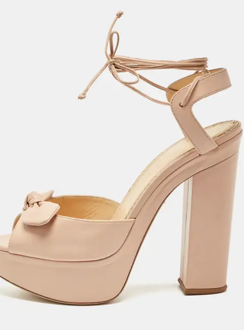 Charlotte Olympia Pink Leather Bow Platform Sandals Size 41