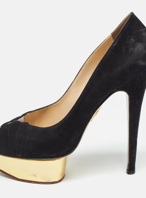 Charlotte Olympia Black Suede Platform Pumps Size 40
