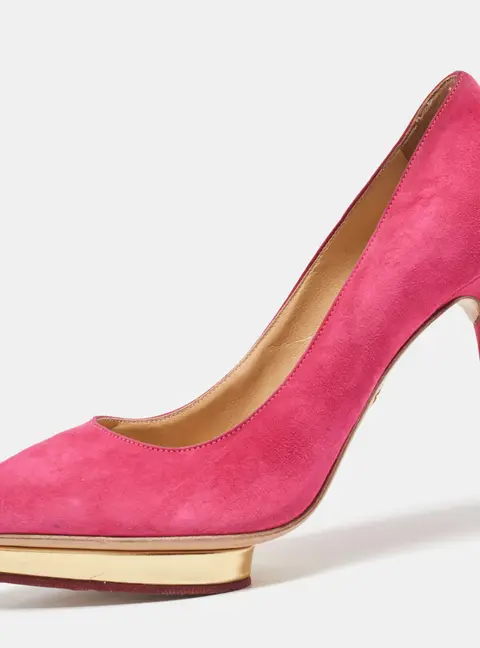Charlotte Olympia Pink Suede Platform Pumps Size 36