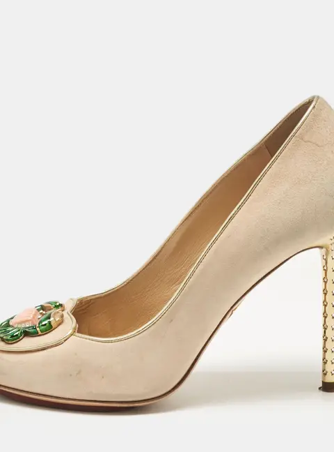 Charlotte Olympia Beige Suede Birthday Zodiac Pumps Size 36.5