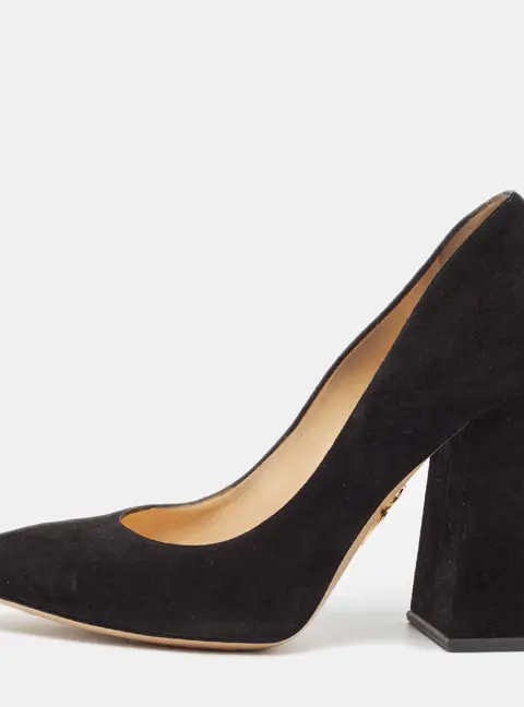Charlotte Olympia Black Suede Block Heel Pumps Size 39