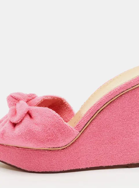 Charlotte Olympia Pink Terry Cloth Jayne Platform Wedge Sandals Size 38