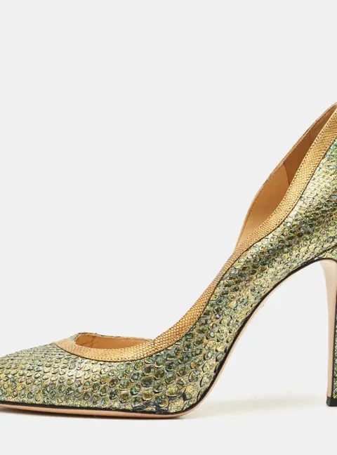 Charlotte Olympia Size 41 Metallic Snakeskin Leather D'orsay Pumps