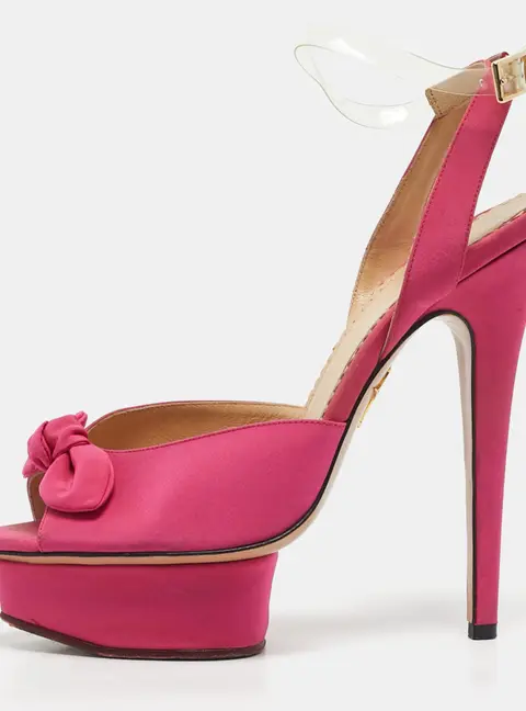 Charlotte Olympia Pink Satin Serena Ankle Strap Sandals Size 39