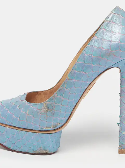Charlotte Olympia Dolly Size 37 Blue Python Platform Pumps
