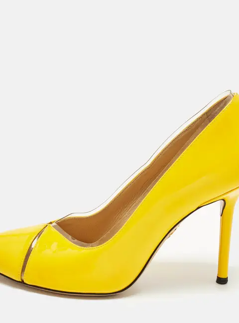 Charlotte Olympia Size 36.5 Yellow Patent Leather and Natalie PVC Pumps
