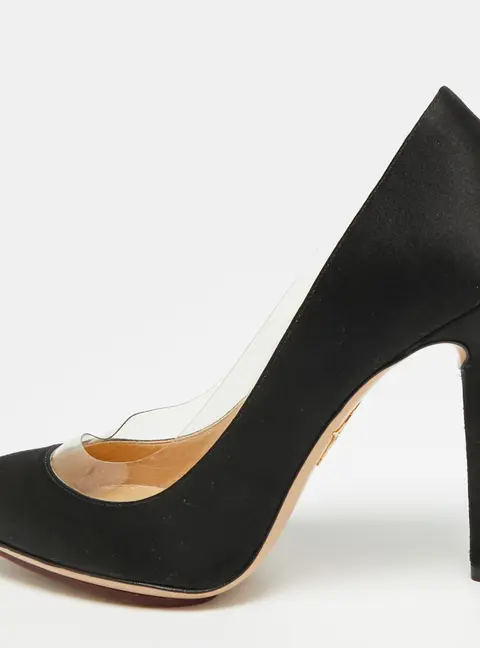 Charlotte Olympia Monroe Size 39 Black PVC and Satin Pumps