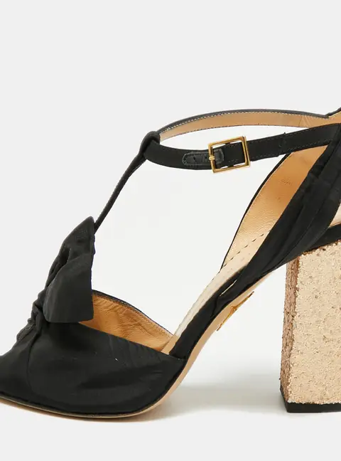 Charlotte Olympia Size 39 Black Nylon Ankle Strap Sandals