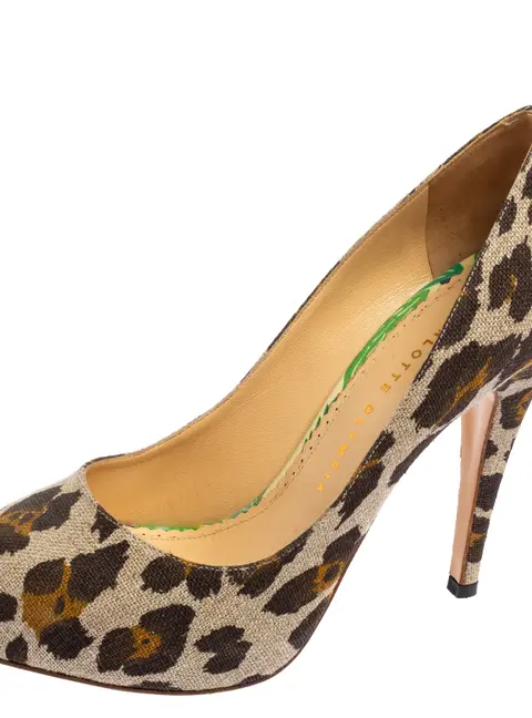 Charlotte Olympia Tricolor Animal Print Canvas Platform Pumps Size 38