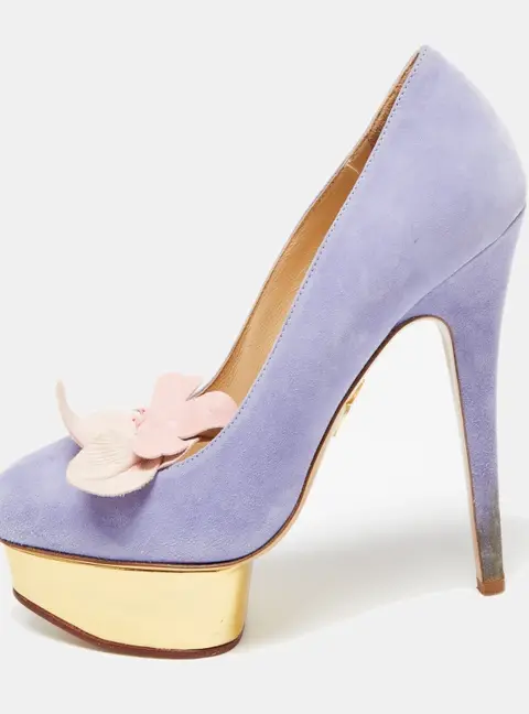 Charlotte Olympia Lavender Suede Dolly Platform Pumps Size 37