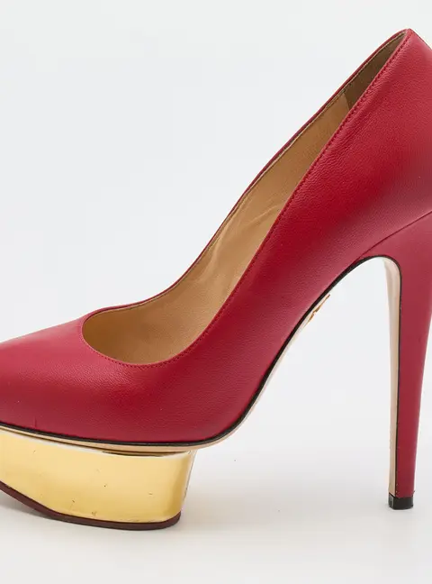 Charlotte Olympia Red Leather Dolly Platform Pumps Size 37