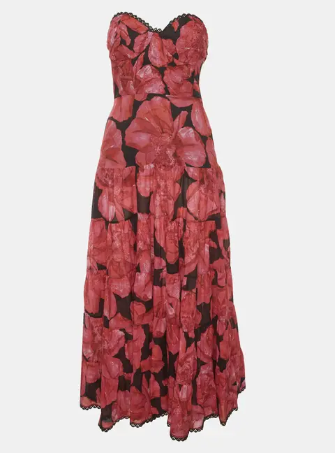 Charo Ruiz Ibiza Multicolor Printed Cotton Blend Strapless Ambar Dress S