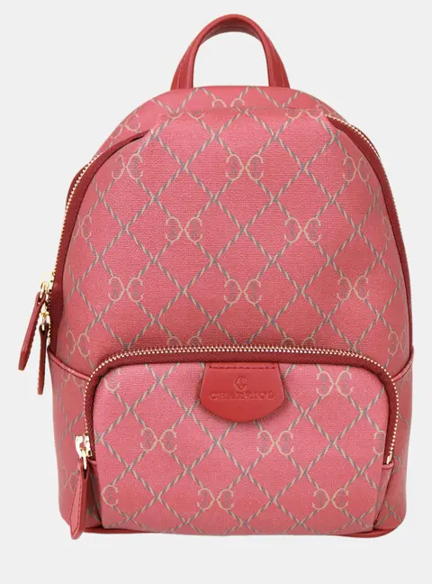 Charriol Monogram Canvas Bordeaux Leather Women's Backpack Bag