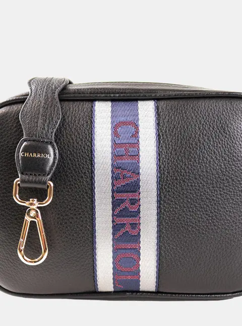 Charriol Deauville Small Black Pebble Leather Crossbody Bag