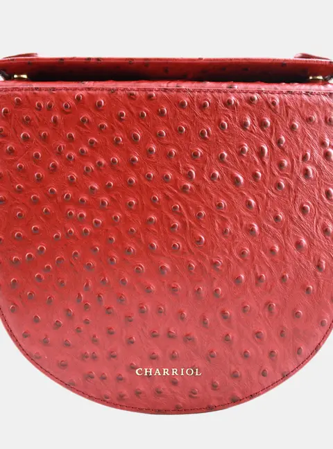 Charriol Passion Bordeaux Ostrich Leather Crossbody Bag