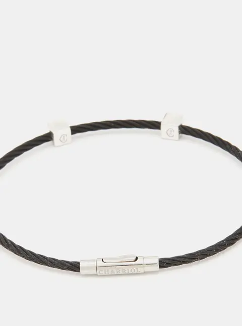 Charriol Laetitia Black PVD Coated Steel Mother of Pearl Station Bangle Braclet