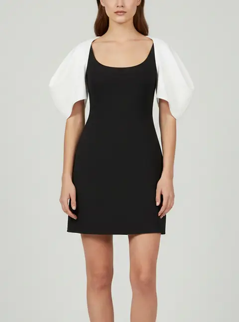 Chats by C.Dam Black/White Crepe Estelle Mini Dress S