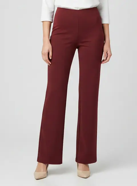 CHATS by C.DAM Burgundy Stretch Jersey Straight Leg Pira Trousers S