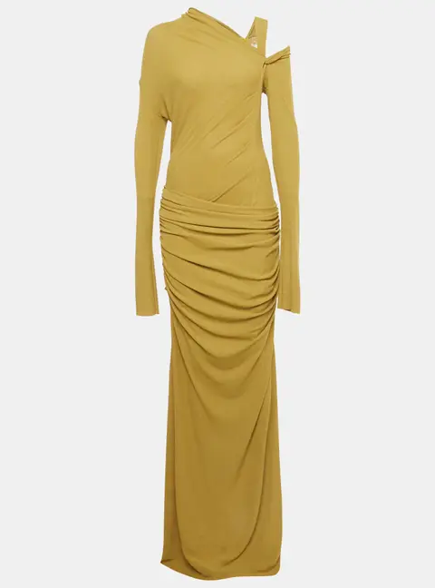 Chats By C.Dam Moss Green Ruched Jersey-Knit Midi Dress M